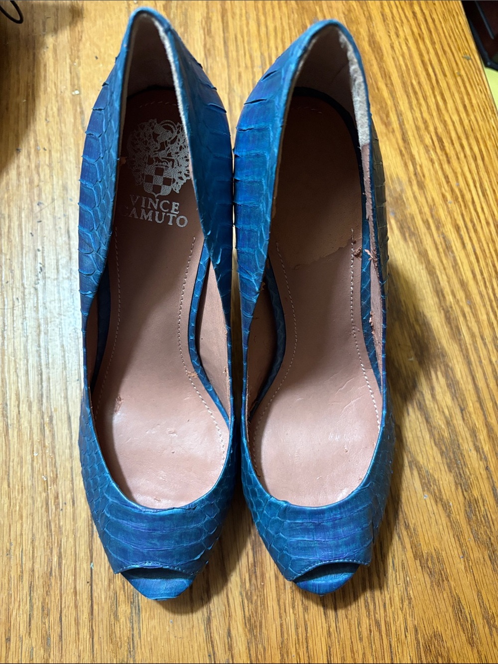 Vince Camuto Blue-Teal Peep-Toe Pumps